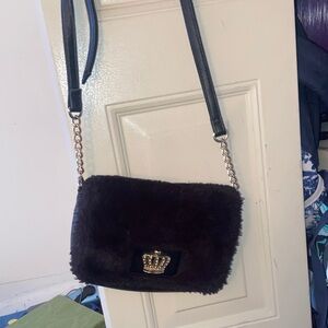 Juicy Couture black Faux Fur Shoulder Bag